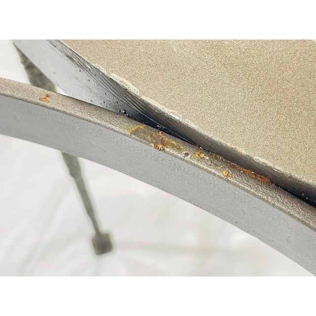 Vintage Brutalist Dining Table With Glass Top and Sculptural Textured Metal Base For Sale - Image 10 of 18