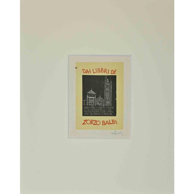 Modern Giulio Cesari, Ex Libris Giorgio Balbi, Woodcut, Mid-20th Century For Sale - Image 3 of 3