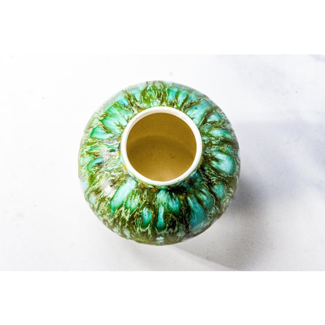 Groovy Mid Century Modern MCM Unique Drip Glazed Vintage Decorative Green Vase Home Decor Studio Pottery For Sale - Image 12 of 15
