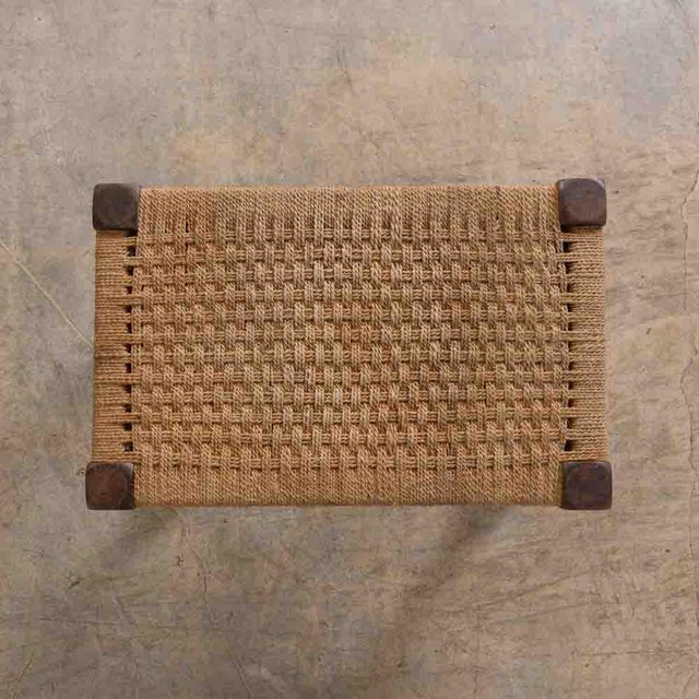Brown 1940s French Wood and Woven Bobbin Stool For Sale - Image 8 of 13