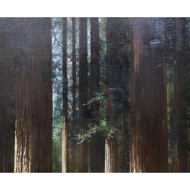 Wood Antique American Oil Painting Forest Scene "Founders Grove" by Charles Theller Wilson For Sale - Image 7 of 16