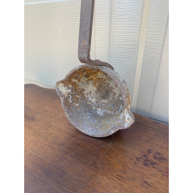 Brown Monumental Hand-Forged Iron Commercial Ladle With Original Patina For Sale - Image 8 of 13