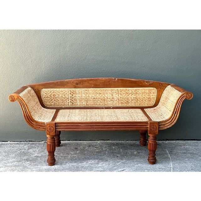 Tan Vintage Anglo Indian Cane Settee For Sale - Image 8 of 12