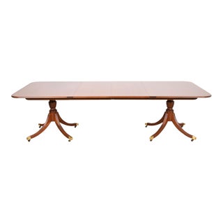 Baker Furniture Historic Charleston Georgian Mahogany Double Pedestal Dining Table, Newly Refinished