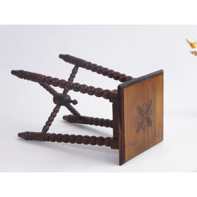 Wood Vintage Wooden Bobbin Carved Plant Stand, 1920s For Sale - Image 7 of 8