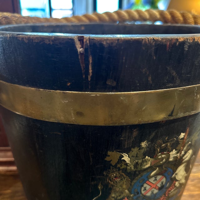 Mid 19th Century 19th Century Brass-Bound Oak Uk Royal Navy Fire Bucket For Sale - Image 5 of 12