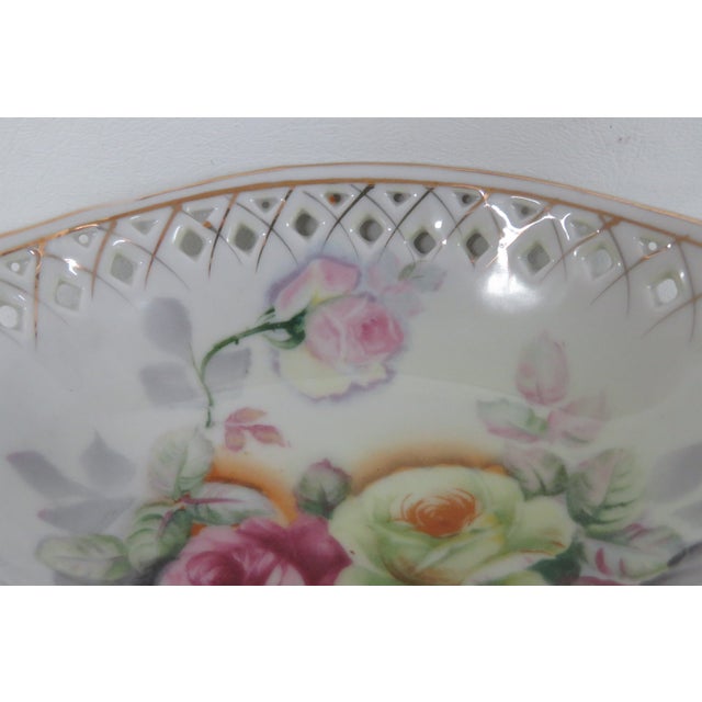 Ceramic Porzellanfabrik Kalk Pierced Floral Footed Oval Bowl Candy Dish 4593b For Sale - Image 7 of 13