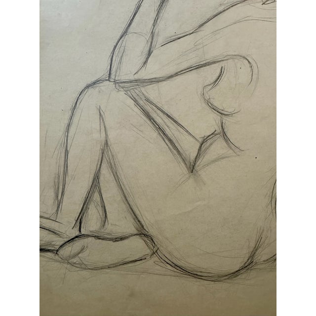 Rustic 1950s Henry Emil Salloch Original Watercolor on Paper Seated Female Nude Figure. For Sale - Image 3 of 7