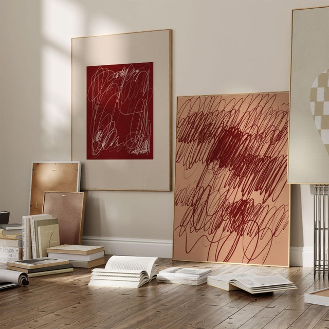 Contemporary Burgundy Abstract Giclee Prints - A Pair For Sale - Image 4 of 4