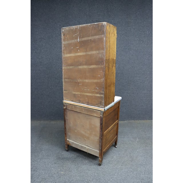 Rare Salesman Sample Style Hoosier Cabinet in Oak With Enamel Work Surface For Sale - Image 14 of 15