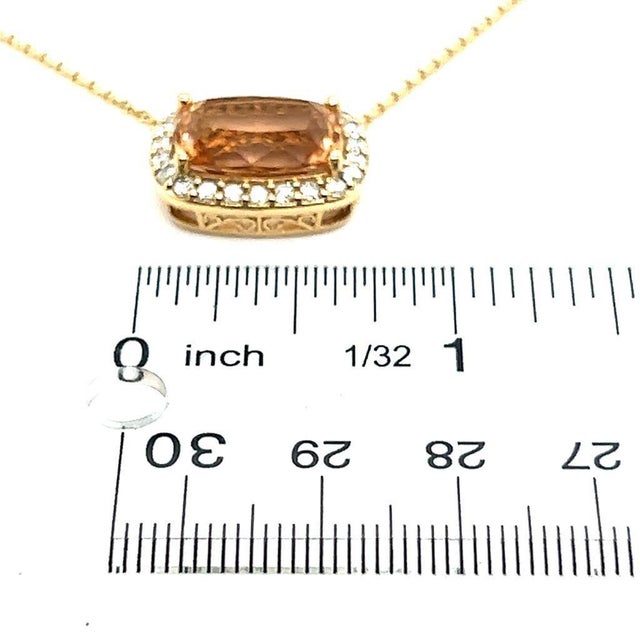 2010s Diamond Morganite Pendant Necklace 14k Gold 7.35 TCW Certified For Sale - Image 5 of 12