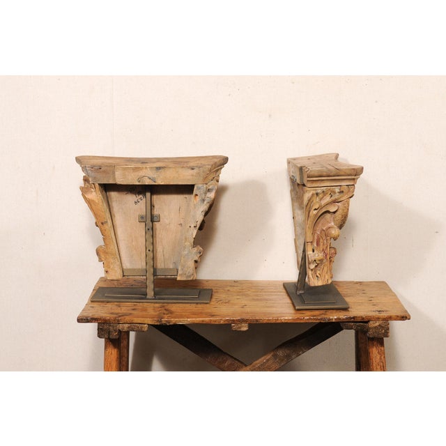 Early 20th Century Italian Antique Wood Fragments on Stands - A Pair For Sale - Image 5 of 9