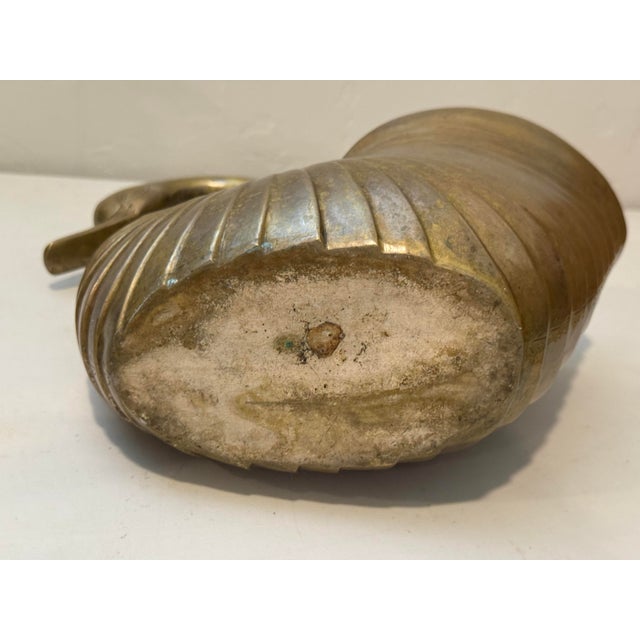 Vintage Solid Brass Large Gold Swan Plant Pot Natural Patina Feathered For Sale - Image 10 of 11