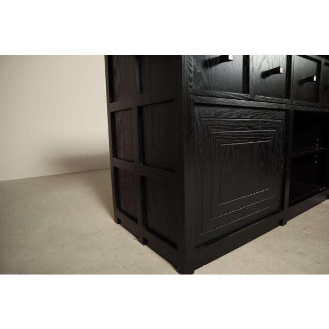 Large Architectural 4-Door Sideboard in Ebonized Wood, 1990s For Sale - Image 10 of 17