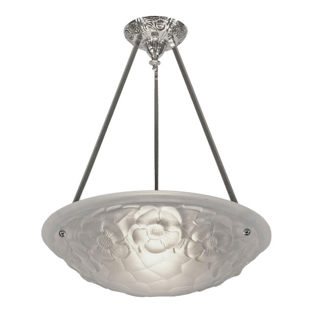 French Art Deco Pendant Light by Degue - 1930 France For Sale
