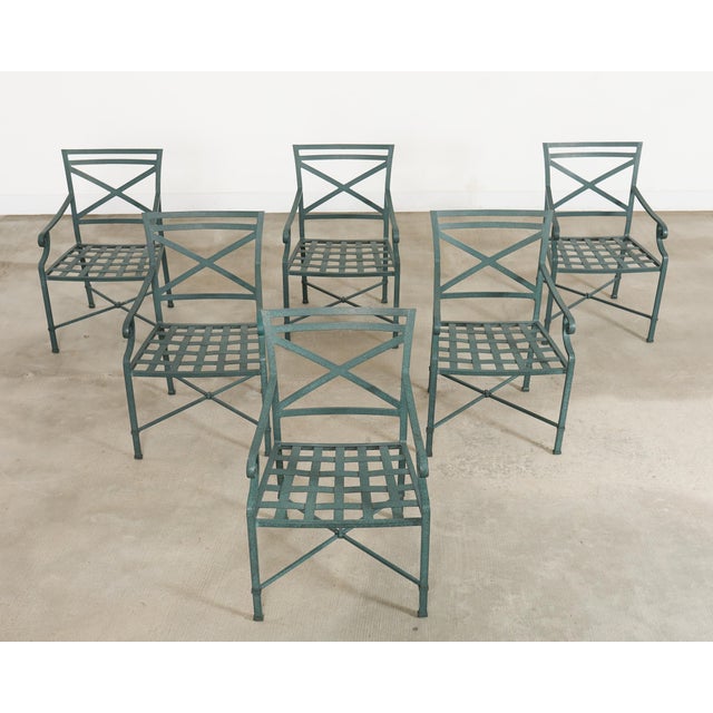 Metal Brown Jordan Venetian Garden Dining Set Green Verdigris Finish For Sale - Image 7 of 18