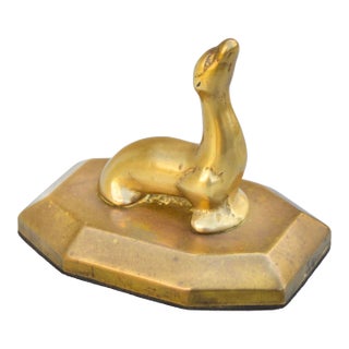 Mid 20th Century Handmade Americana Brass Seal-on-Dispaly Accent For Sale