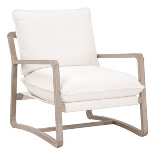 Performance White Boucle Sling Hamlin Club Chair by Essentials for Living For Sale