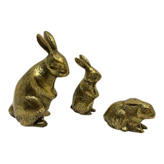 Vintage Bunny Rabbit Brass Figurines - A Set of 3 For Sale