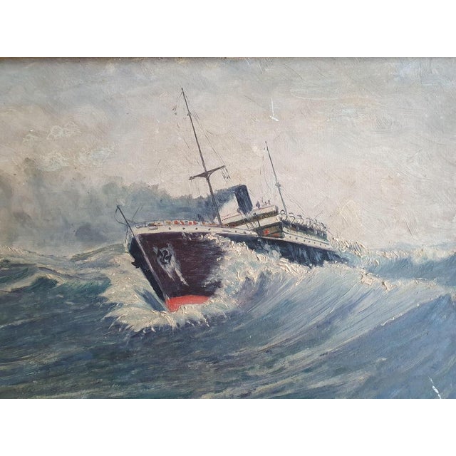 J. Pedoussot, Luxor by Heavy Sea, Oil on Wood, Framed For Sale - Image 5 of 12