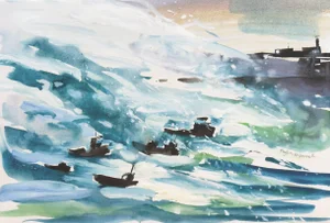'Storm at Folkestone Harbor' by Phyllis McDowell, English Seascape, Kent