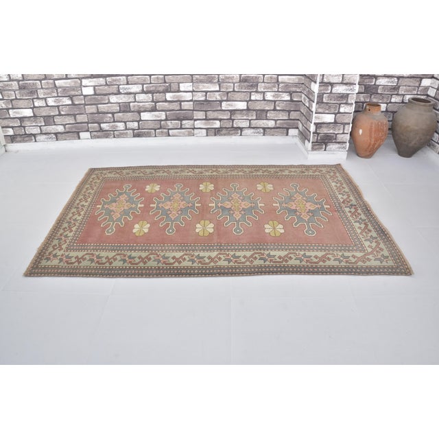 Handmade wool carpet in Turkish Anatolia , Vintage Oushak Rug,Turkish Vintage Anatolian Rug, Handmade wool Rug . One Of...
