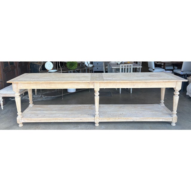 Mid 19th Century Large 19th Century French Bleached Oak Draper's Table For Sale - Image 5 of 12