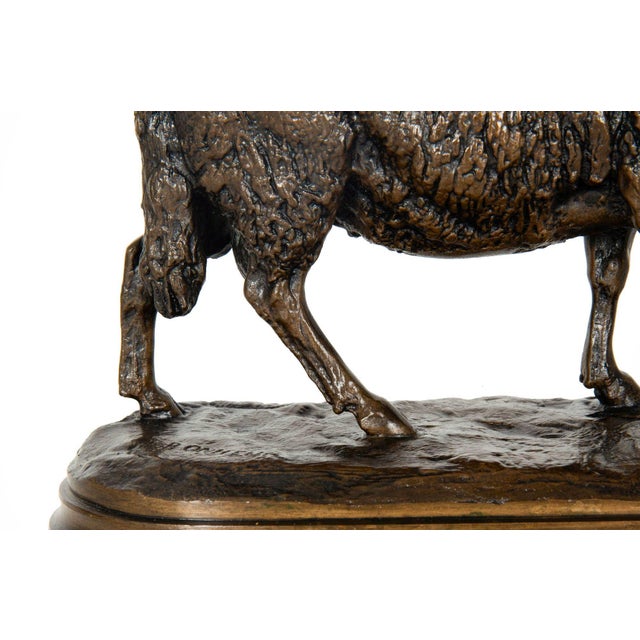 Brown French Antique Bronze Sculpture of “Standing Ram”, Isidore Jules Bonheur For Sale - Image 8 of 18