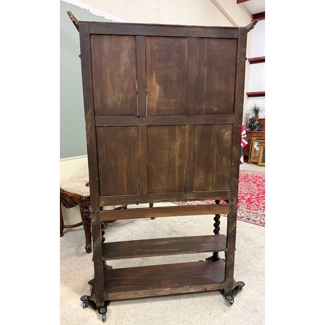 Antique French Louis XIII Style Bookcase Display Cabinet Barley Twist Oak c.1880 For Sale - Image 18 of 18