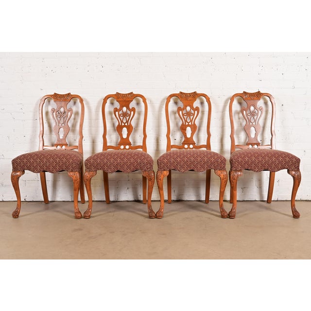 Romweber Antique Georgian Carved Walnut Dining Chairs, Set of Four For Sale - Image 13 of 13