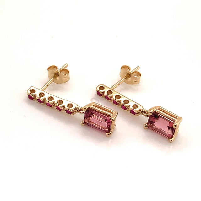Red Rubellite Tourmaline Ruby Earrings 14k Gold 1.25 TCW Certified For Sale - Image 8 of 18