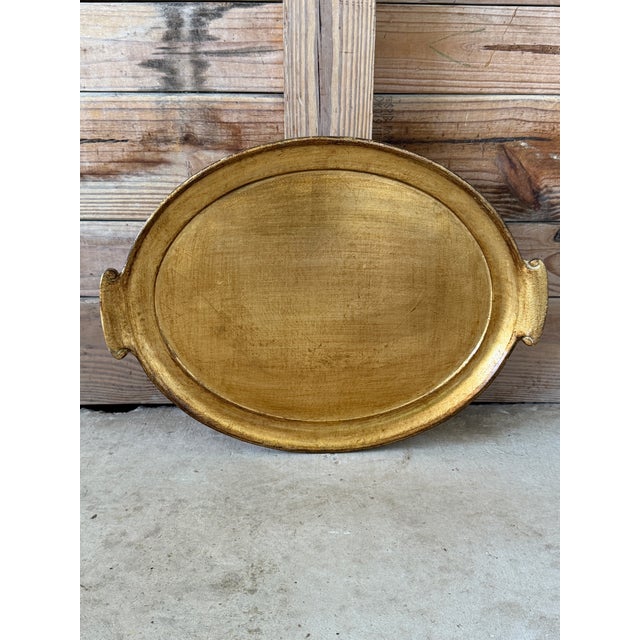 Vintage Italian Vietri Oval Gold Leaf Serving Tray For Sale - Image 11 of 12
