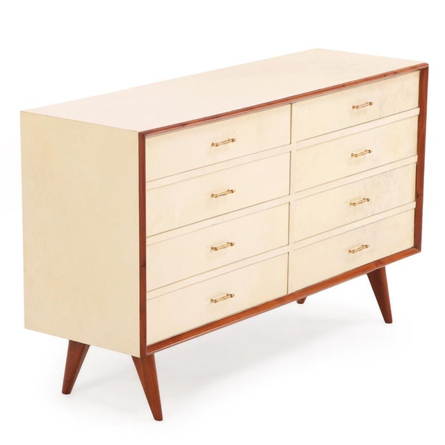 Mid-Century Mahogany and Parchment Commode, C. 1950 For Sale - Image 4 of 8