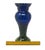 A Justyna Krosno cobalt blue and yellow glass vase. Standing nearly 15 inches tall and 6 inches wide, this elegant...