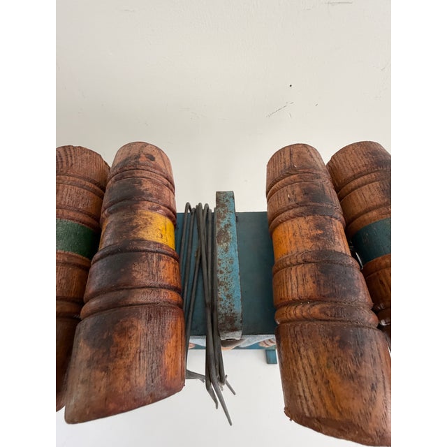 Vintage Six-Player Wooden Croquet Set With Original Painted Storage Stand, 1960s For Sale In Orlando - Image 6 of 11