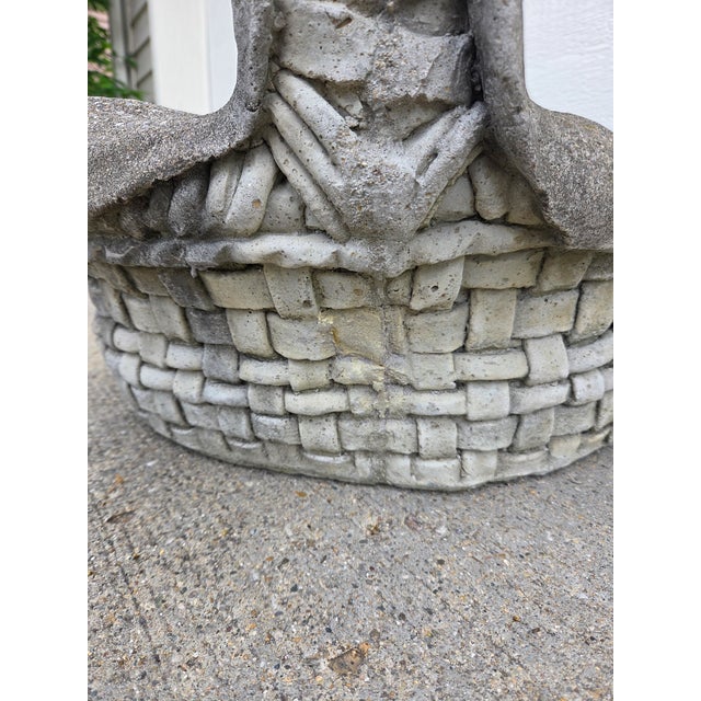 Vintage Cement Garden Planter Basket For Sale - Image 4 of 13