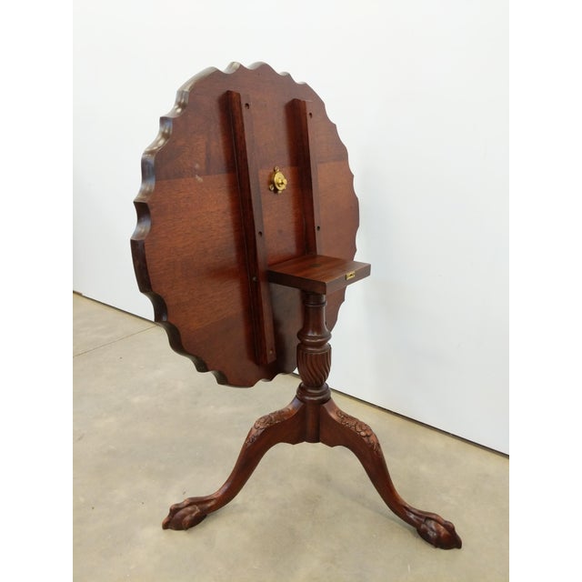 Brown Antique Tilt Top "Pie Crust" Side Table For Sale - Image 8 of 8