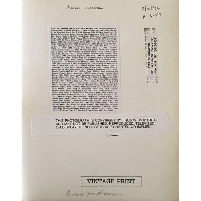Printmaking Materials Fred McDarrah, Vintage Photo SIlver Gelatin Photograph President Jimmy Carter by Fred Mcdarrah, 1976 For Sale - Image 7 of 7