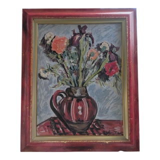 1960s Cantimori (Italian, 1906-1993) Expressionist Floral Still Life Oil Painting For Sale