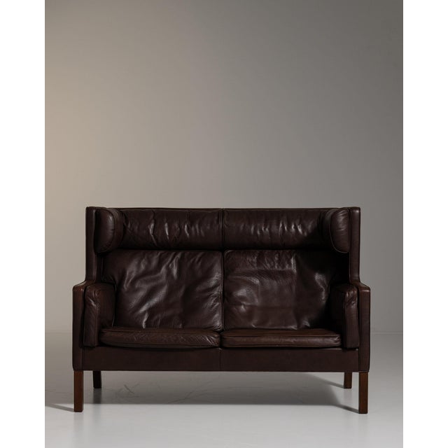 1970-1979 Denmark Deep Espresso Brown Two-Seat Leather Sofa For Sale - Image 4 of 11