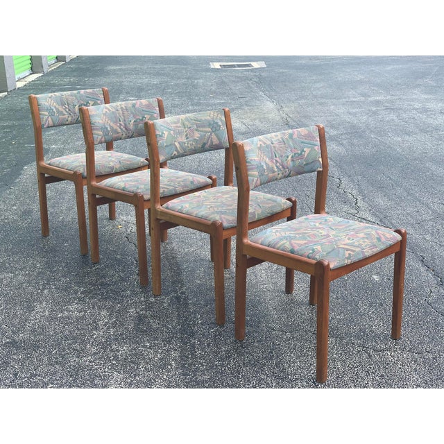 (4) Mid Century Danish Modern J. L. Moller Set Of Dining Chairs. These sleek teak chairs are very stylish with a timeless...