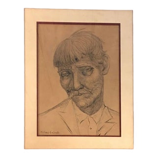 Early 20th Century Portrait Drawing of a Man by Helena Golding, Framed For Sale