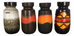 Vintage Fat Lava Pottery 242-22 Vases from Scheurich, Germany, Set of 4