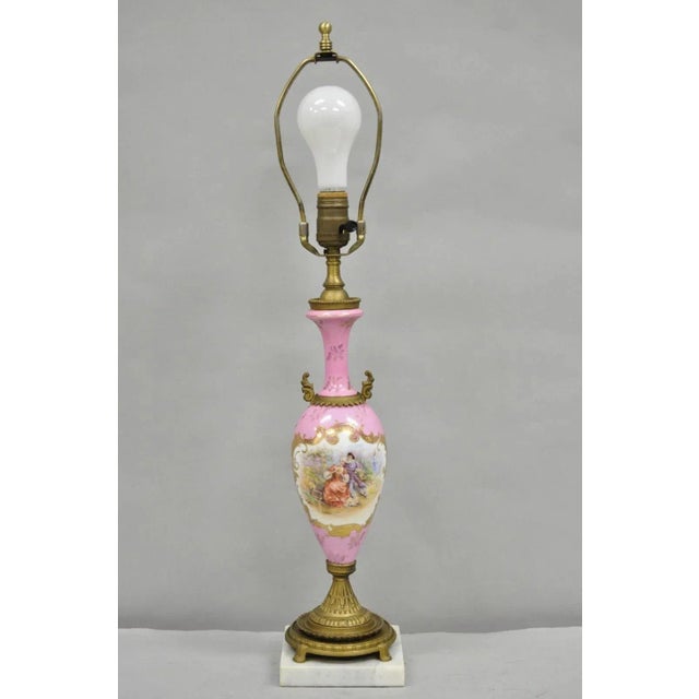 Antique French Victorian Pink Paris Porcelain Petite Urn Figural Table Lamp For Sale - Image 10 of 10