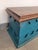 Teal Antique Lacquered Table Trunk For Sale - Image 8 of 17