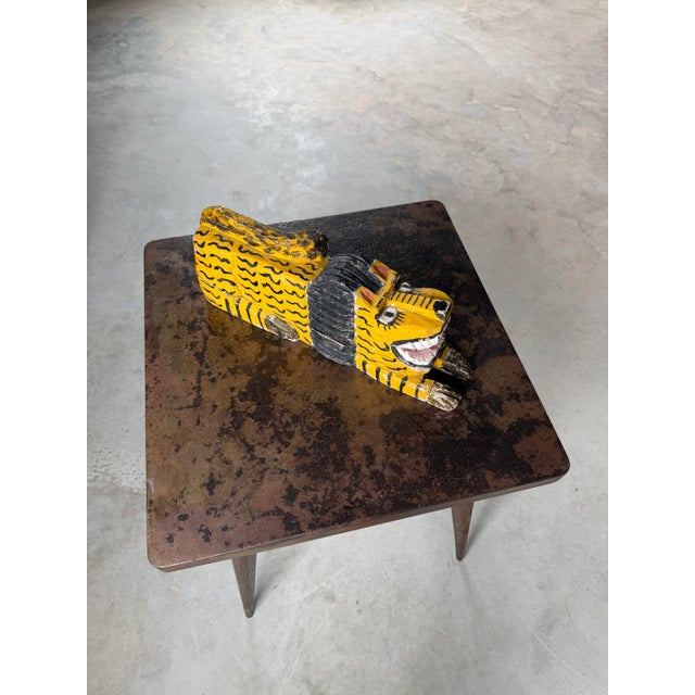 Contemporary Painted Folk Art Lion Sculpture, Canary Yellow, Signed, Artist-Made, Circa 1970s For Sale - Image 3 of 18