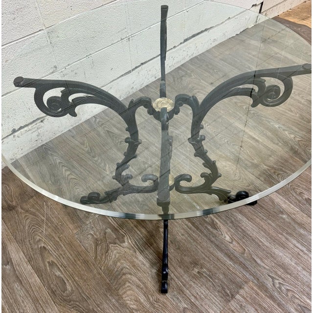 Vintage Hollywood Regency Style Wrought Iron and Glass Center Breakfast Table For Sale - Image 9 of 12