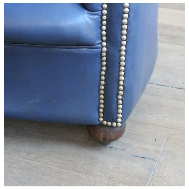 Animal Skin Blue Leather Armchair, 1960s For Sale - Image 7 of 8