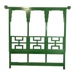 Chinoiserie Fretwork Headboard by Raymond Sobota for Century Furniture Reimagined in Emerald Green For Sale