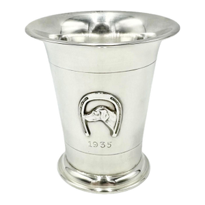 Vintage 1935 Sterling Silver Julep Cup Equestrian Horse & Hound Engraved